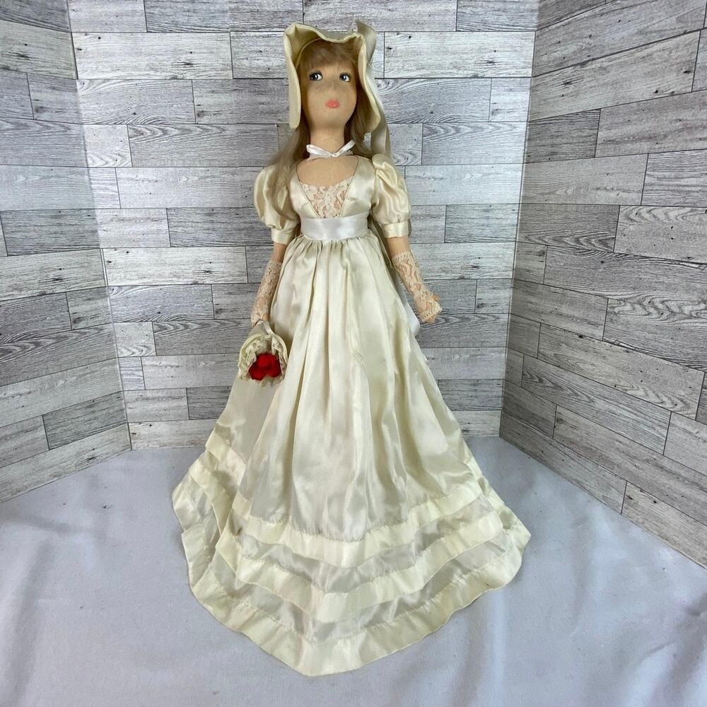 VINTAGE LENCI BRIDE BIBIJA Doll 24 Inch Felt Italy PS409 Large Wedding